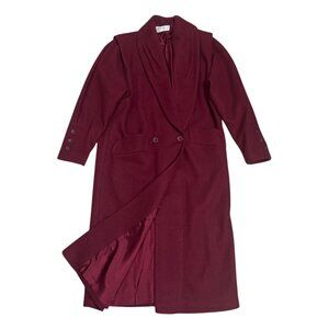 SARIL Wool Vintage 90s Red Luxury Designer Business Winter Pea Coat Womens Large
